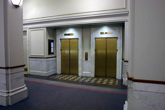 elevators in clean lobby